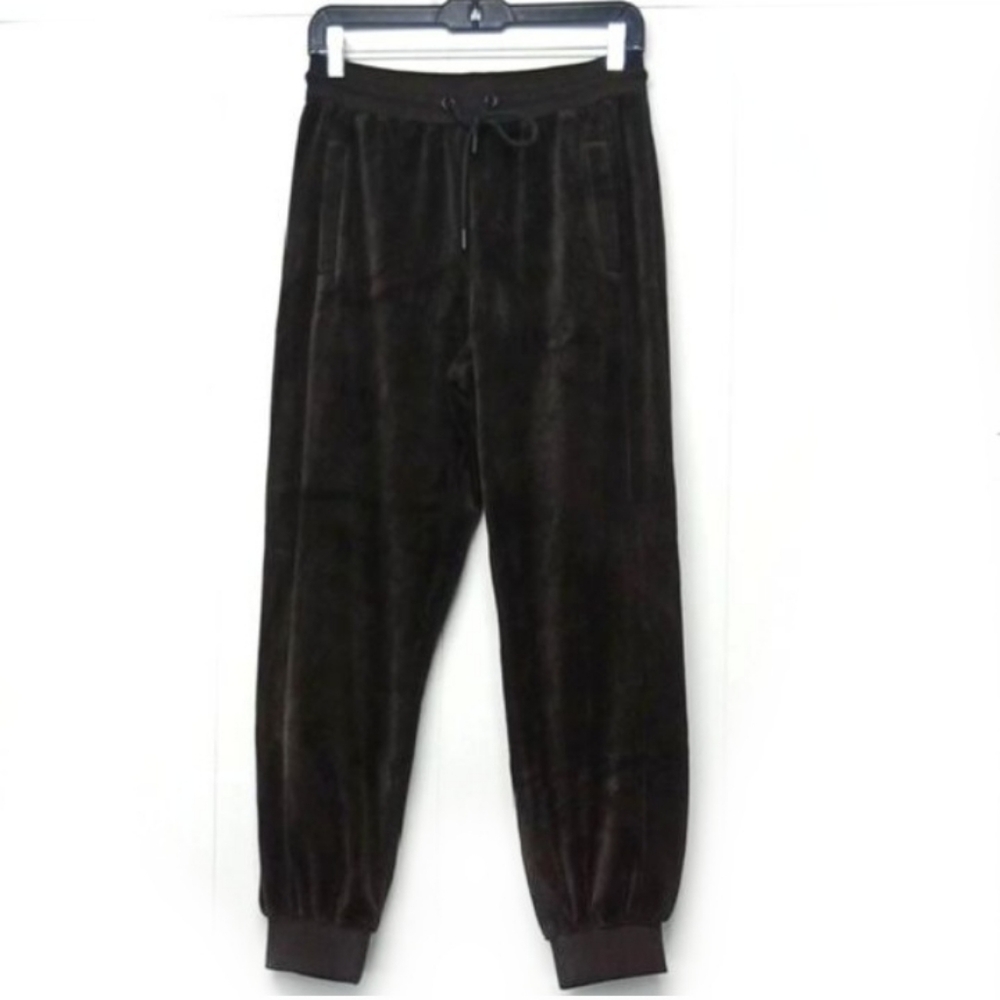 ME+EM Stretch Velour Joggers Rib Trim Thick Espresso Brown Size 6 Women's